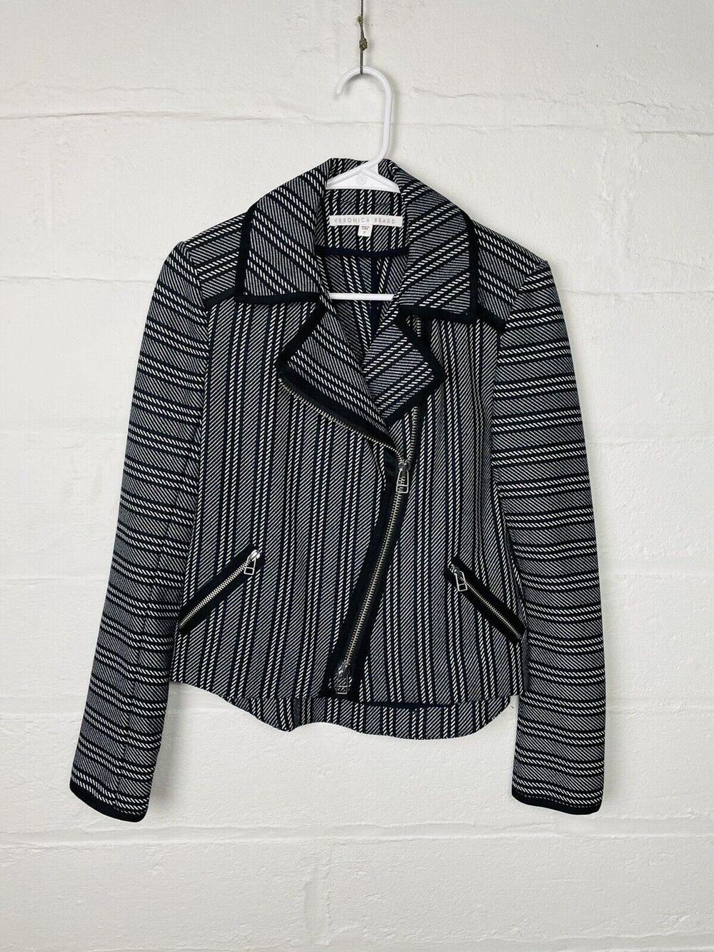 Veronica Beard Asymmetrical Zip Up Moto Blazer size 2